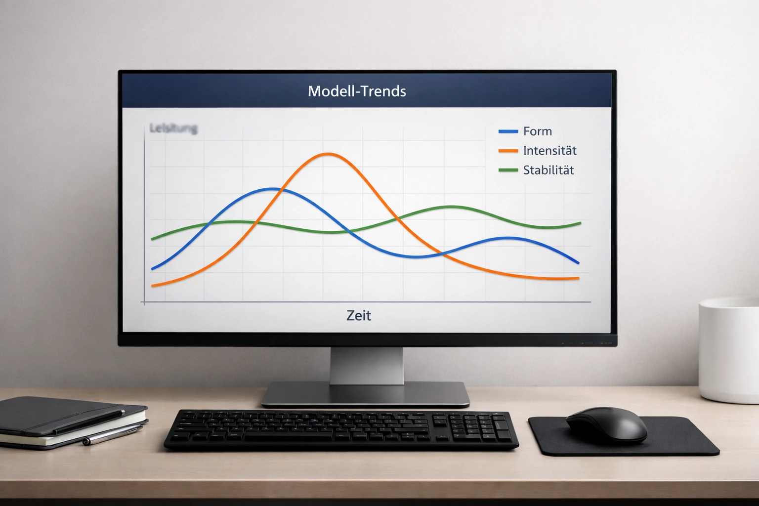 Bildschirm mit Datenvisualisierung und Liniendiagramm für Sportstatistiken