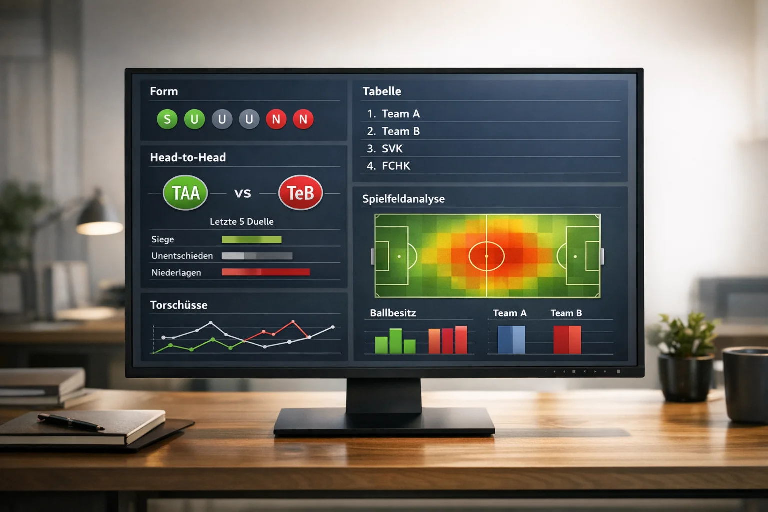 Statistikportal mit Bundesliga-Daten und Analysen auf Bildschirm